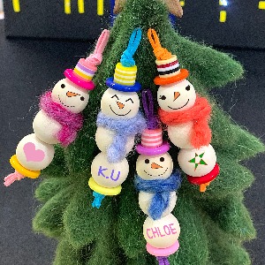 맘아트 DIY 나무구슬 눈사람 4개 만들기 크리스마스 트리 장식 인형